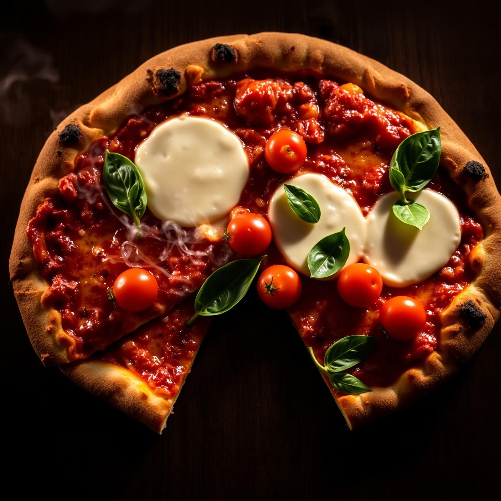 Wood-fired margherita pizza with fresh basil